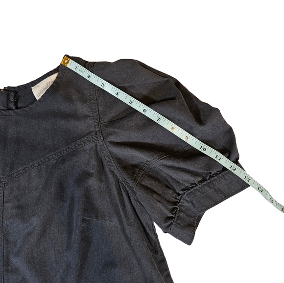 Universal Thread Puff Sleeve Denim Blouse, Black, Small - Picture 14 of 14